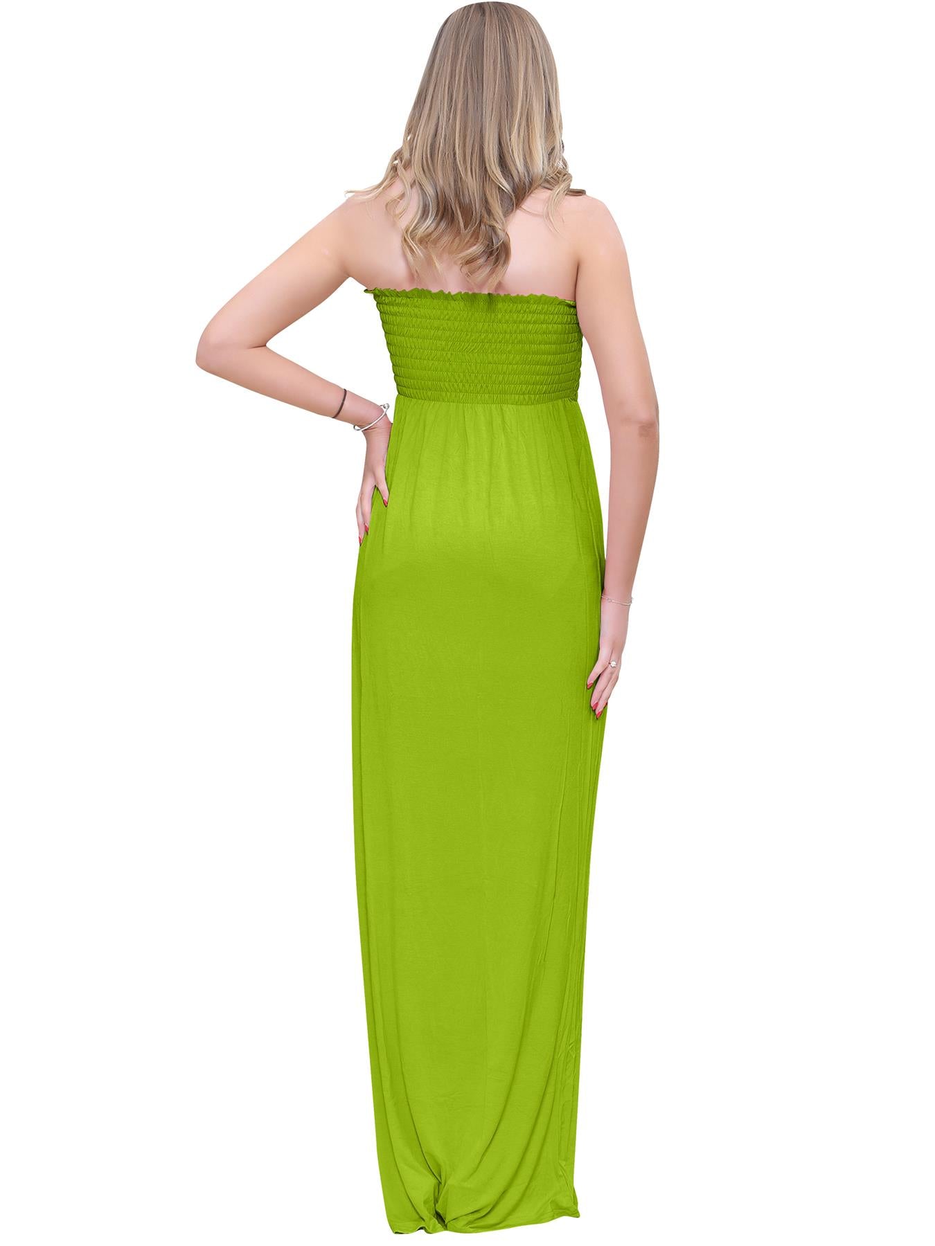 Plain Strapless Sheering Maxi Dress