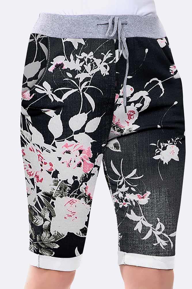 Floral Printed 3/4 Drawstring Trouser