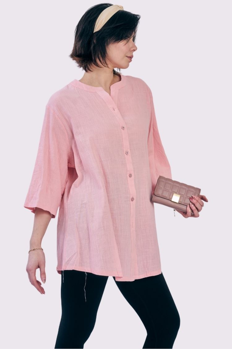 Plain Button Up Cotton Shirt