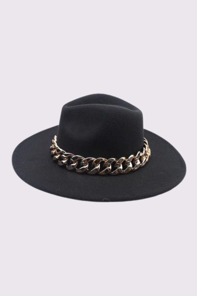 Gold Chain Link Fedora Hat