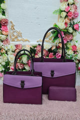 Two Tone Double Handles Shoulder Bag Set