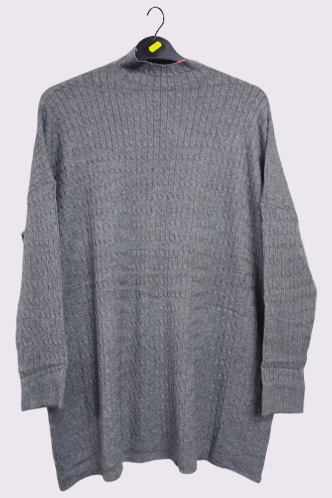 Ribbed Knitted High-Neck Jumper