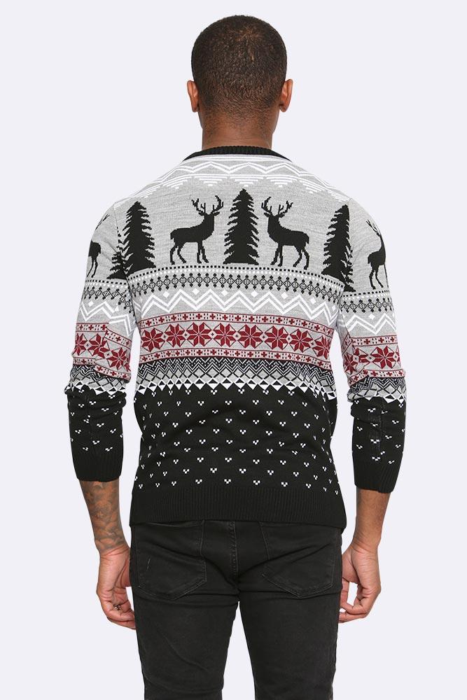 Forest Deer & Tree Seamless Pattern Mens Knitted Jumper