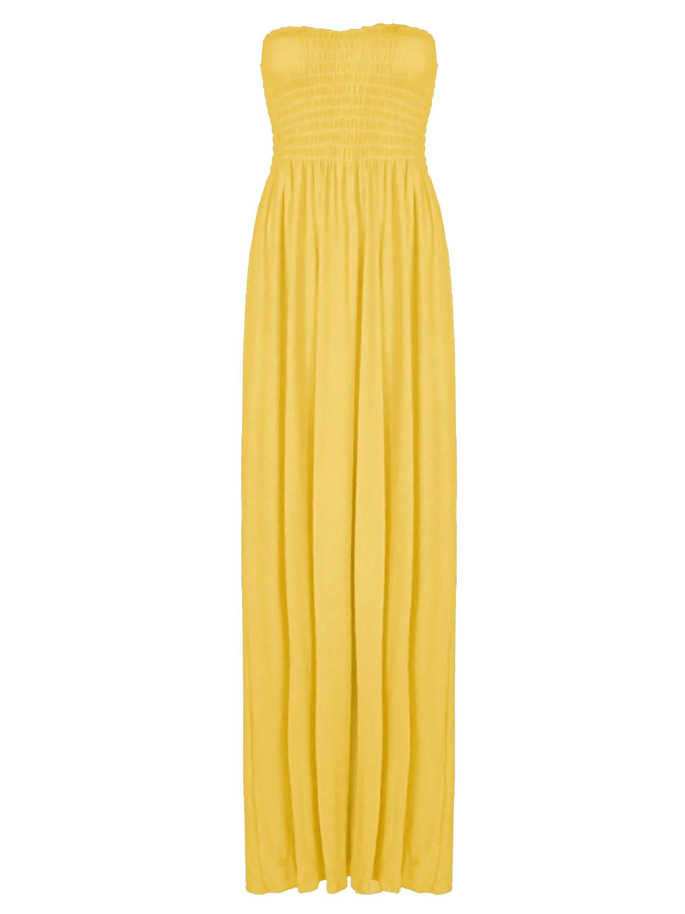 Plain Strapless Sheering Maxi Dress