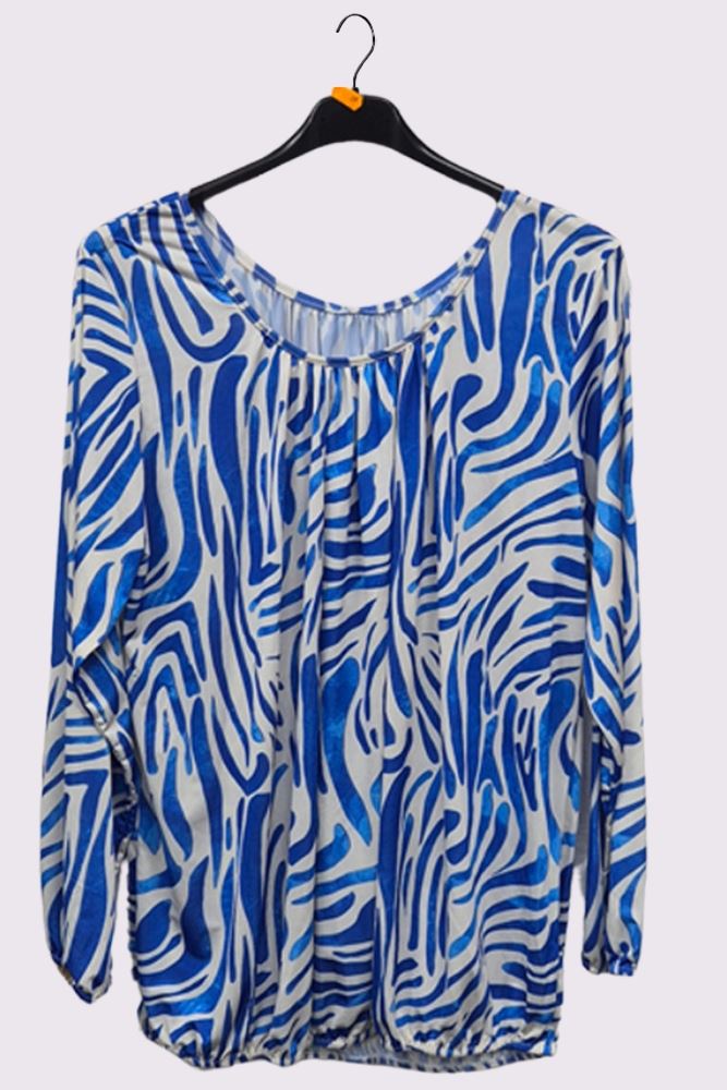 Waves Print Pleated Top