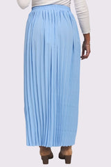 Plain Pleated Belted Waistband Skirt