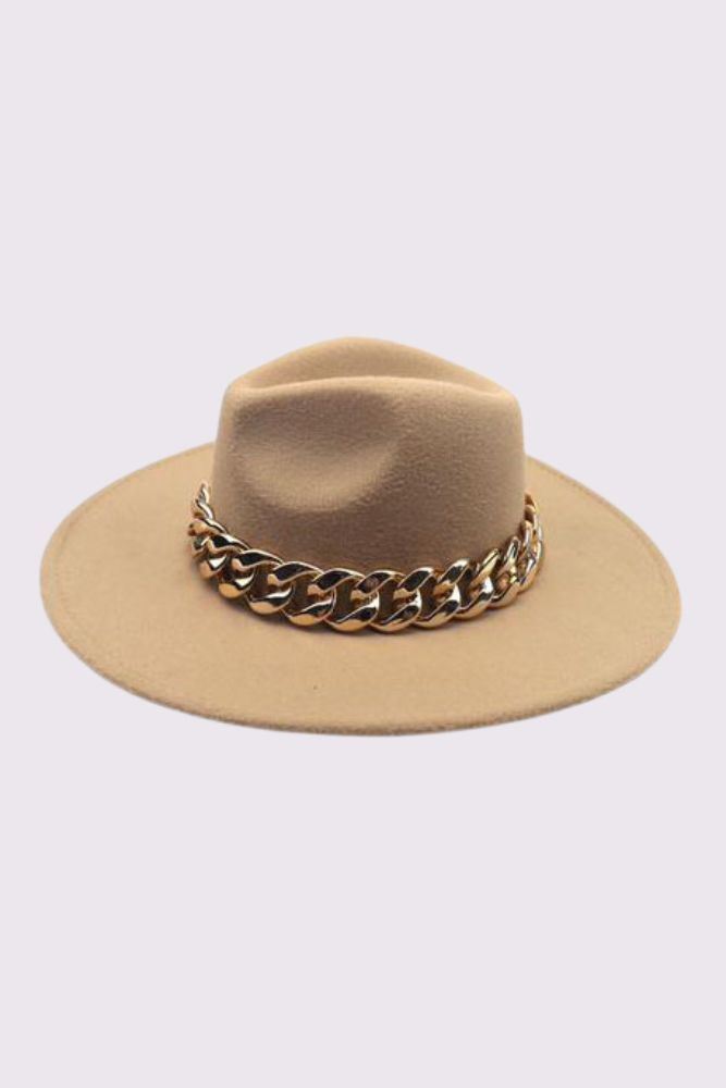 Gold Chain Link Fedora Hat