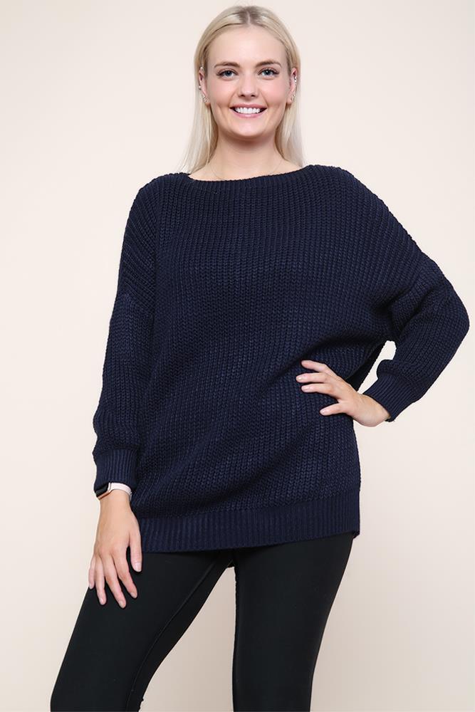 Italian Knitted Gathered Waist & Cuff Jumper