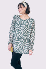 Zebra Print Oversized Tunic Top