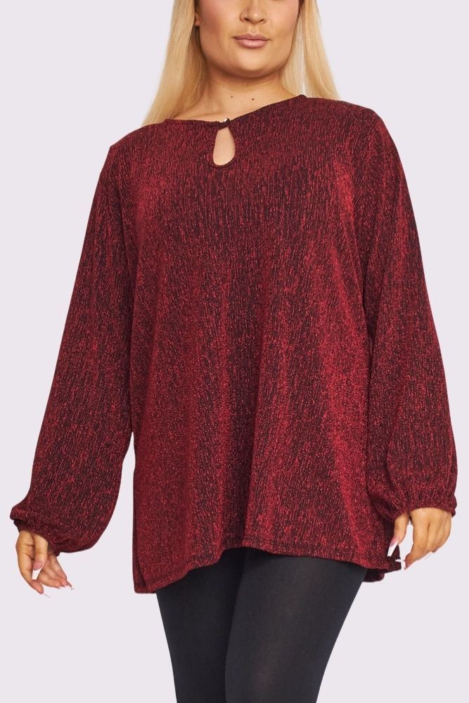 Sparkle Design Cuffed-Sleeve Top