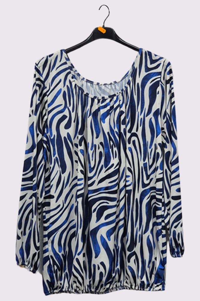 Waves Print Pleated Top