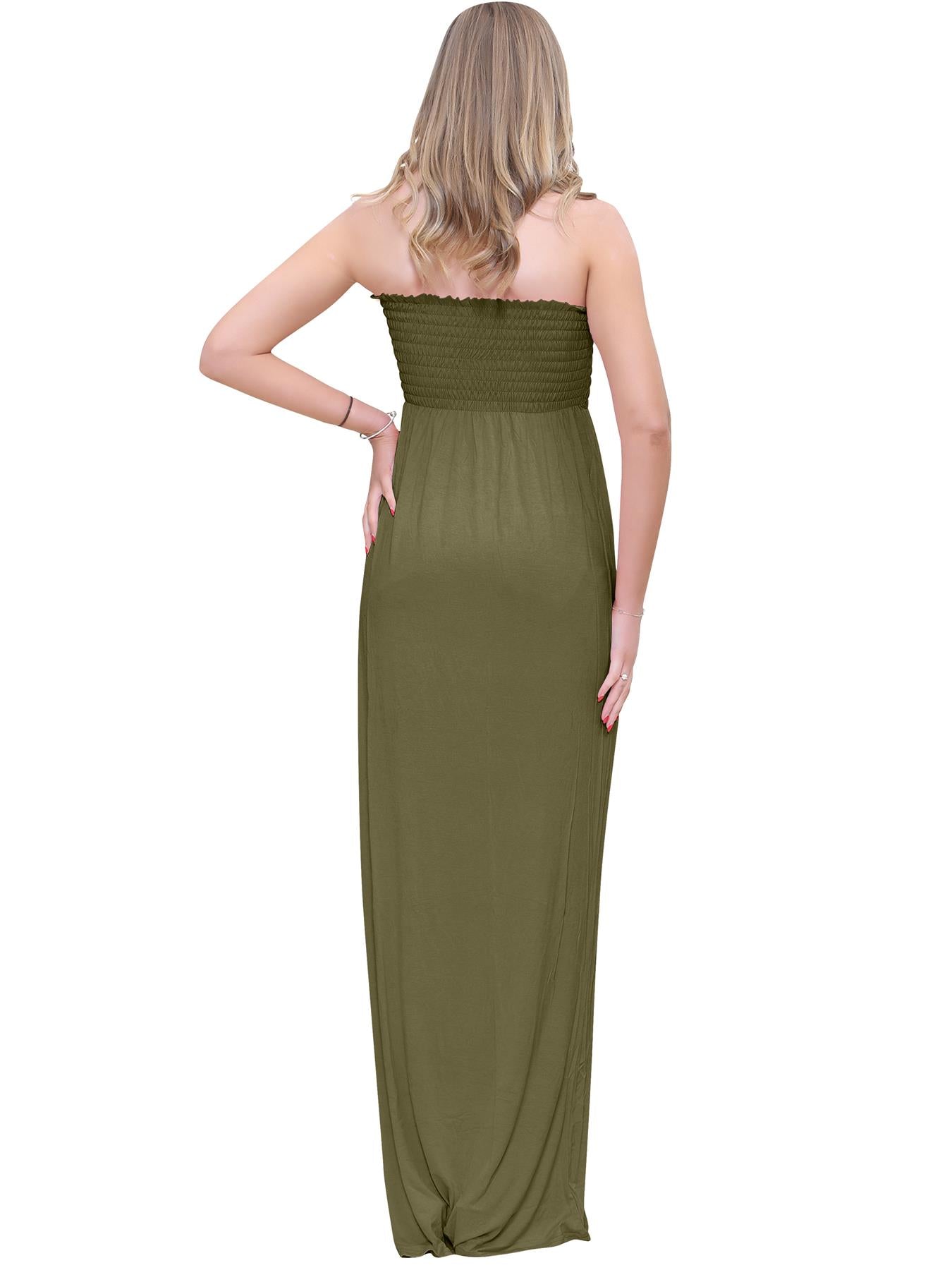 Plain Strapless Sheering Maxi Dress