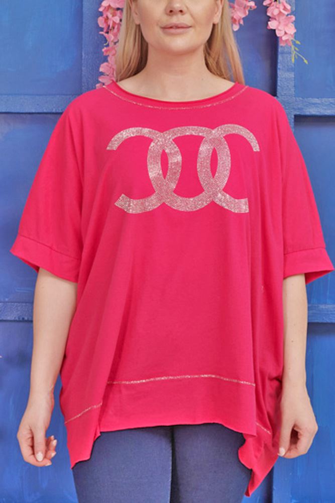 Diamante CC Print Cotton Top