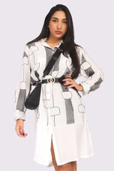 Stripe Print Collar Button Up Long Shirt