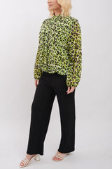 Leopard Print Balloon Sleeve Top