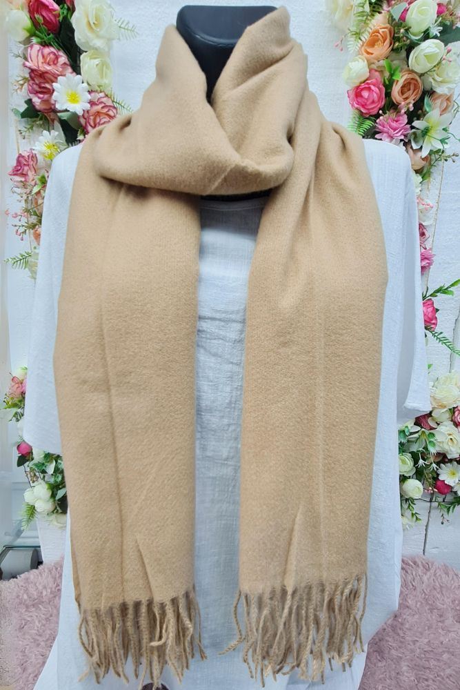 Plain Soft Feel Tassel Scarves