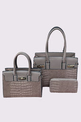 Crocodile Pattern Two Handle Shoulder Bag Set