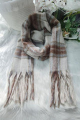 Check Print Soft Feel Tassel Scarves