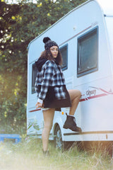 Plaid Pattern Pockets Hooded Jacket