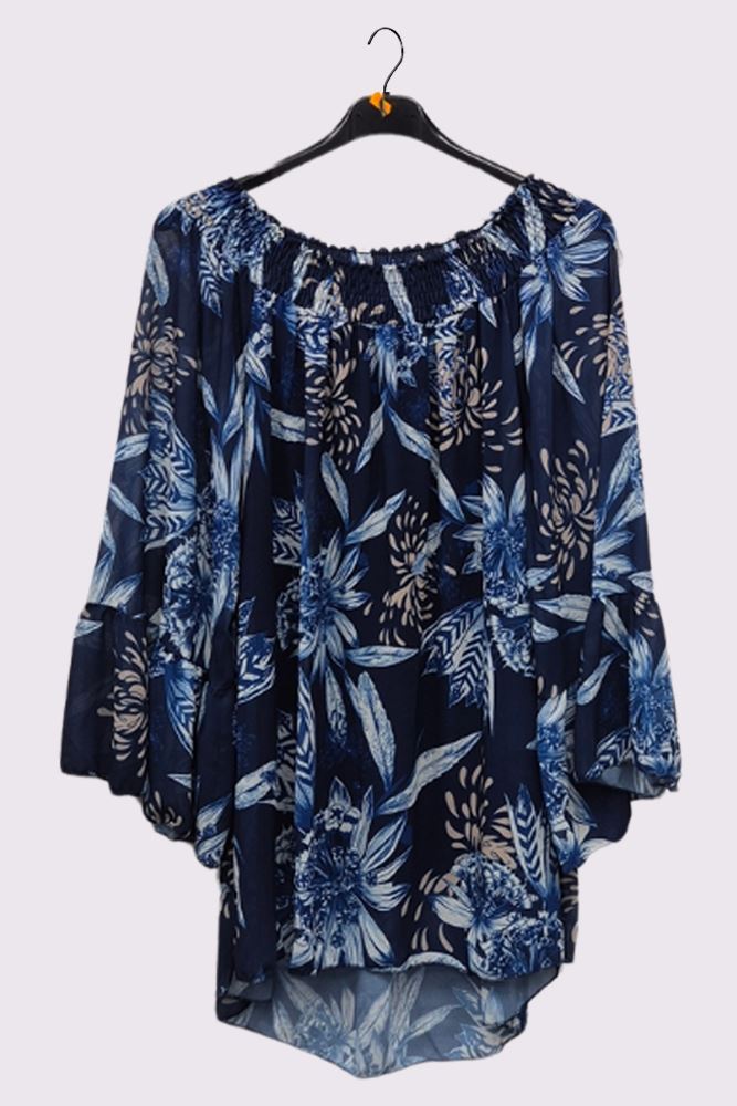 Tropical Print Dip Hem Top