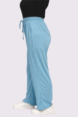 Plain Pleated Drawstring Waistband Trousers