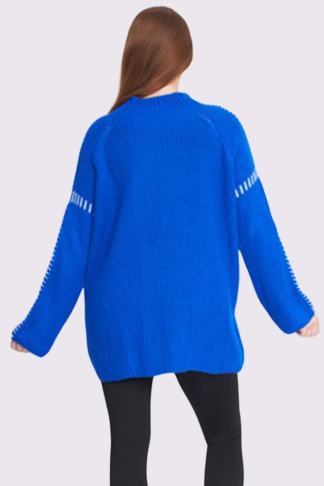 Shoulder Sleeve Stitch Design Knit Style Oversized Jumper