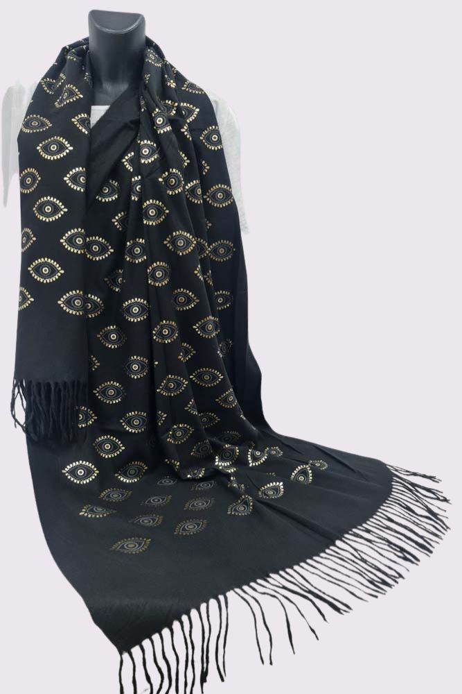 Eye Pattern Soft Feel Tassel Scarves