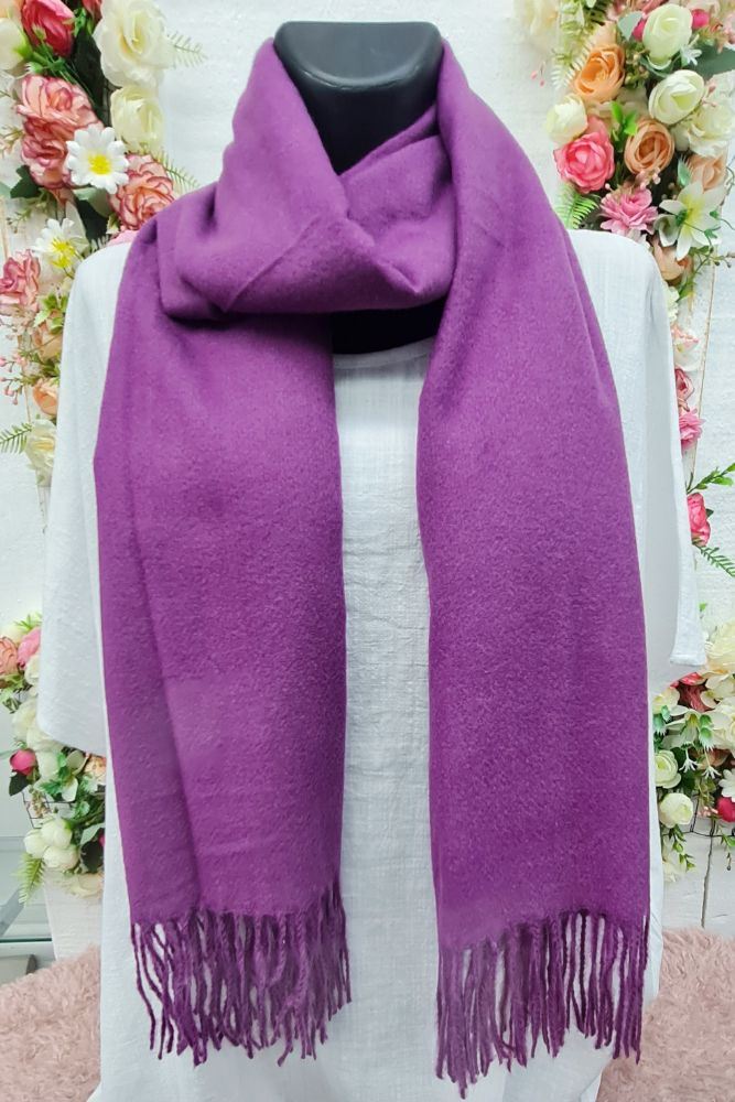 Plain Soft Feel Tassel Scarves