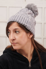 Marl Textured Pom Pom Beanie Hat