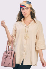 Plain Button Up Oversized Cotton Shirt