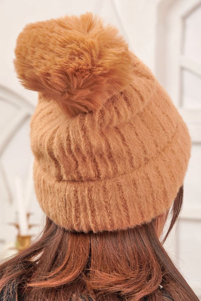 Cable Knit Soft Feel Pom Pom Nylon Hat