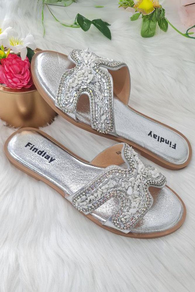 Sparkly Cut Out Strap Flat Slider