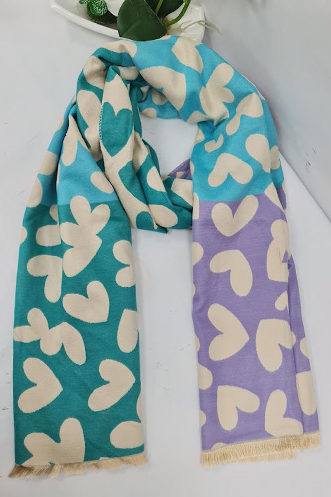 Multicoloured Heart Print Soft Scarves