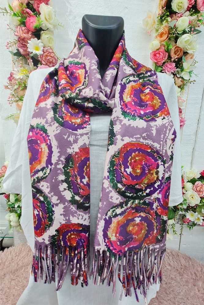 Tie Dye Swirl Print Soft Tassel Scarves