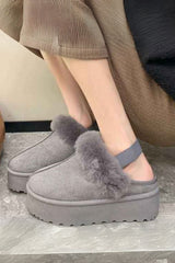 Suede Fur Lined Back Strap Slipper