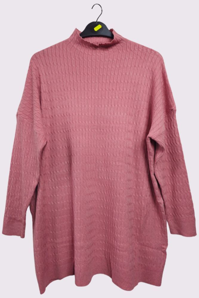 Ribbed Knitted High-Neck Jumper