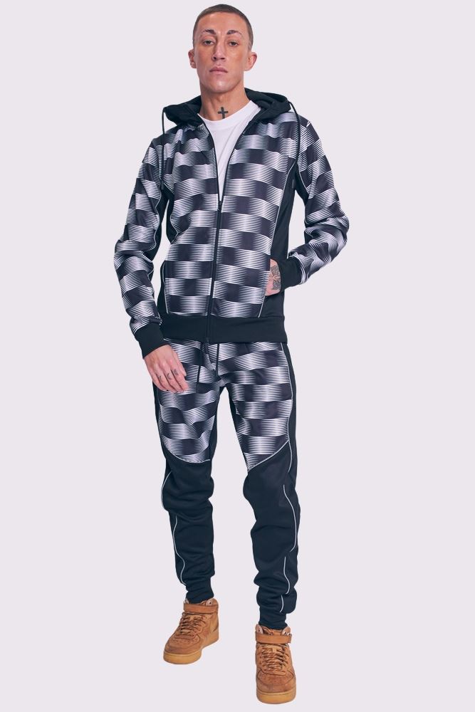 Check Print Zip Through Tracksuit