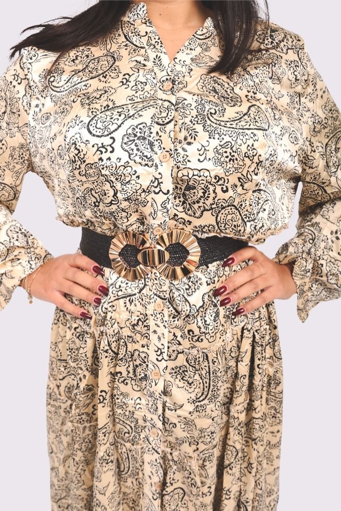 Paisley Print Front Button Oversized Dress