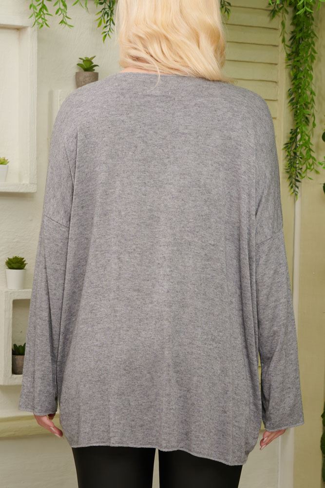 Plain Knitted Tunic Viscose Top