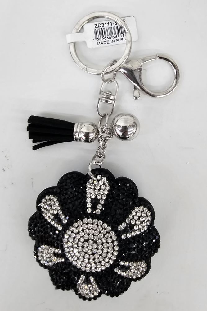 Diamante Daisy Flower Tassel Keyrings