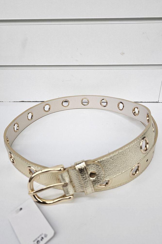 Leather Eyelet Hollow Thin Belt