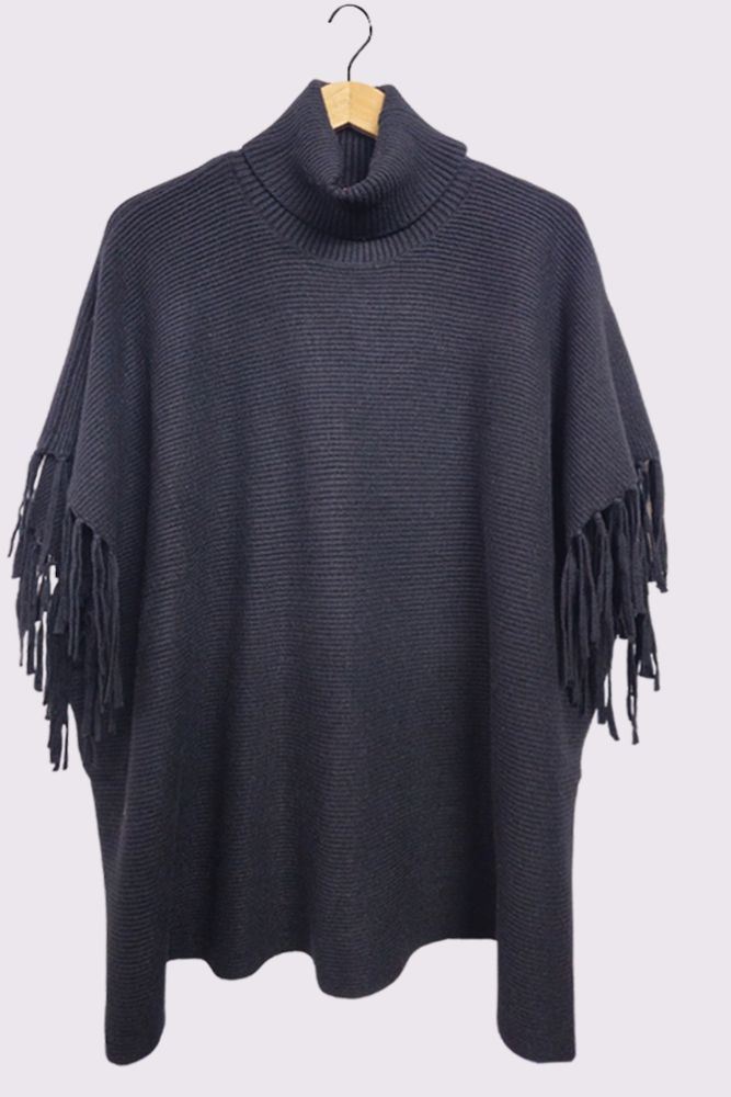 Plain Tassel Sleeve Knit Top