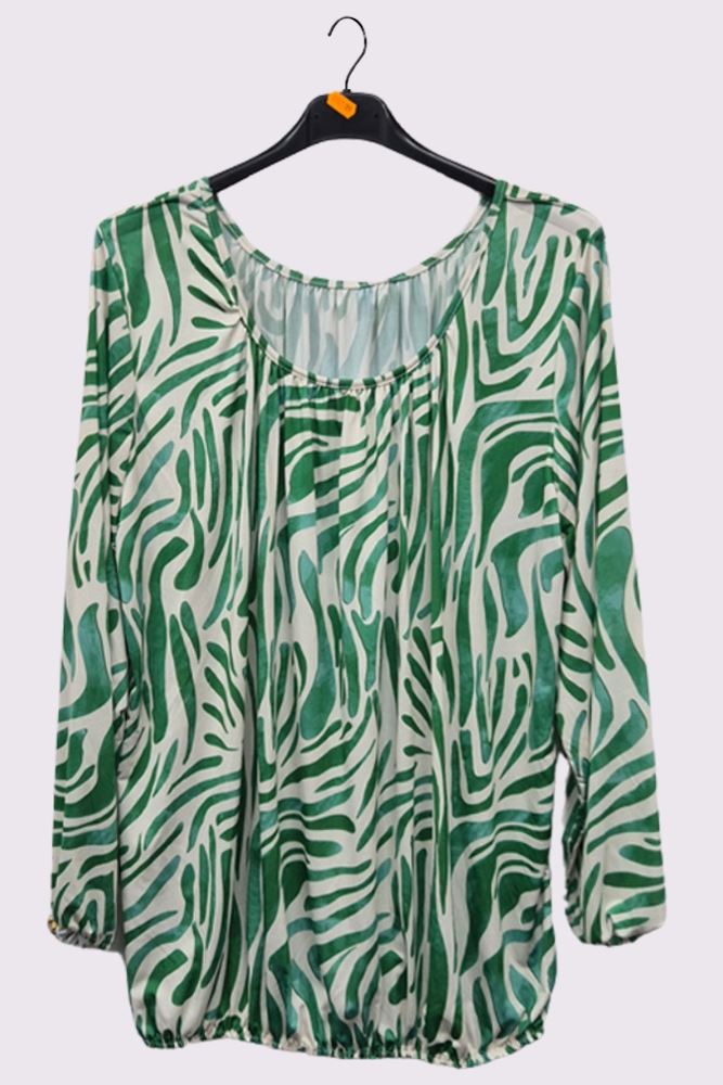 Waves Print Pleated Top