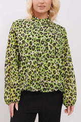 Leopard Print Balloon Sleeve Top