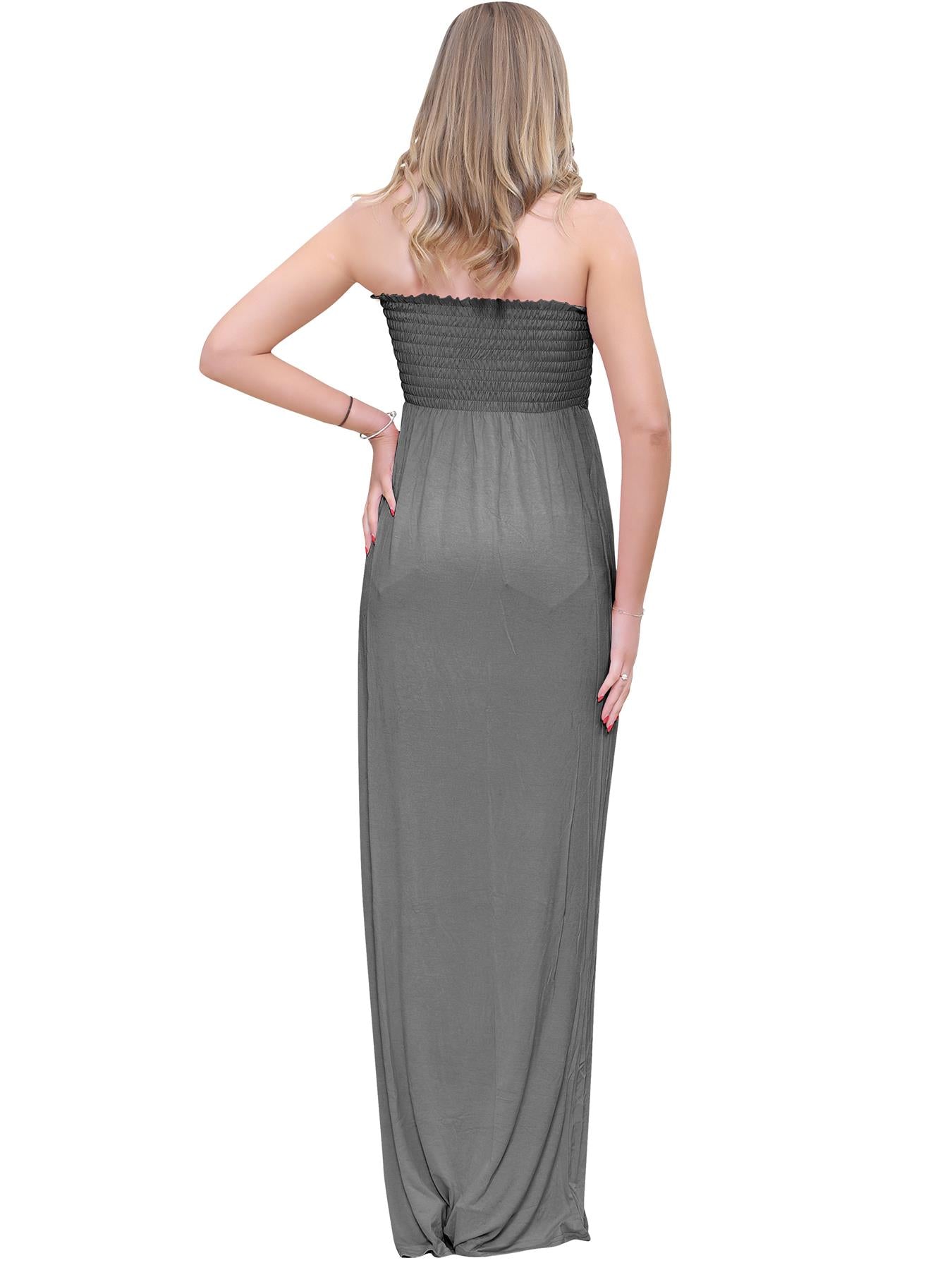 Plain Strapless Sheering Maxi Dress