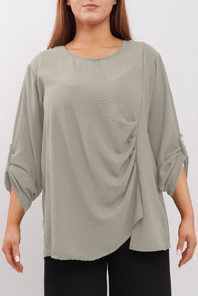 Plain Ruffle Front Top