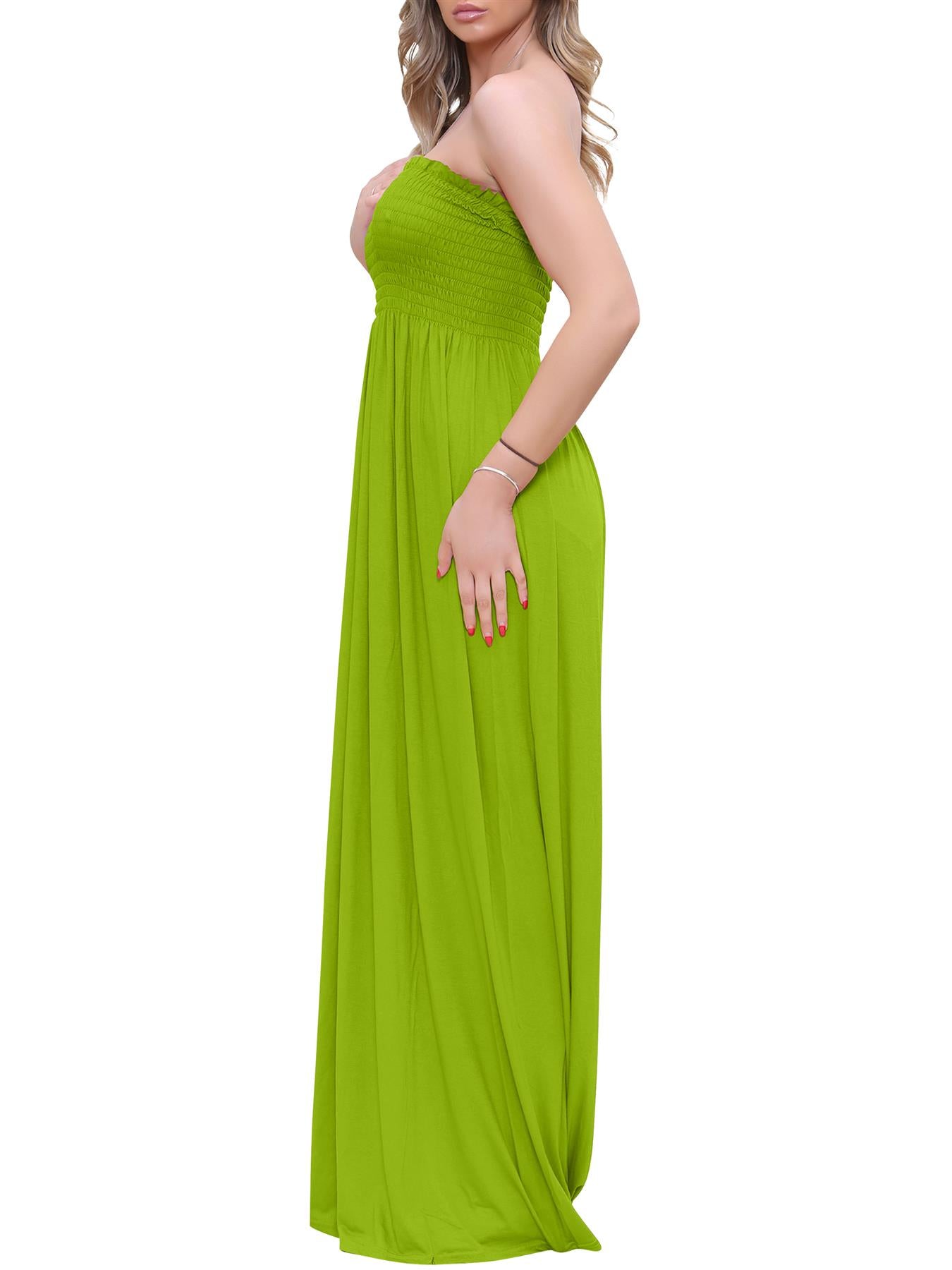 Plain Strapless Sheering Maxi Dress