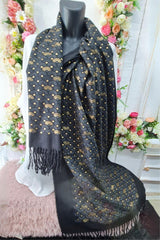 Hand Fan Pattern Soft Feel Tassel Scarves