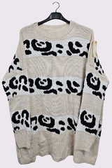 Leopard Stripe Oversized Knit Style Jumper