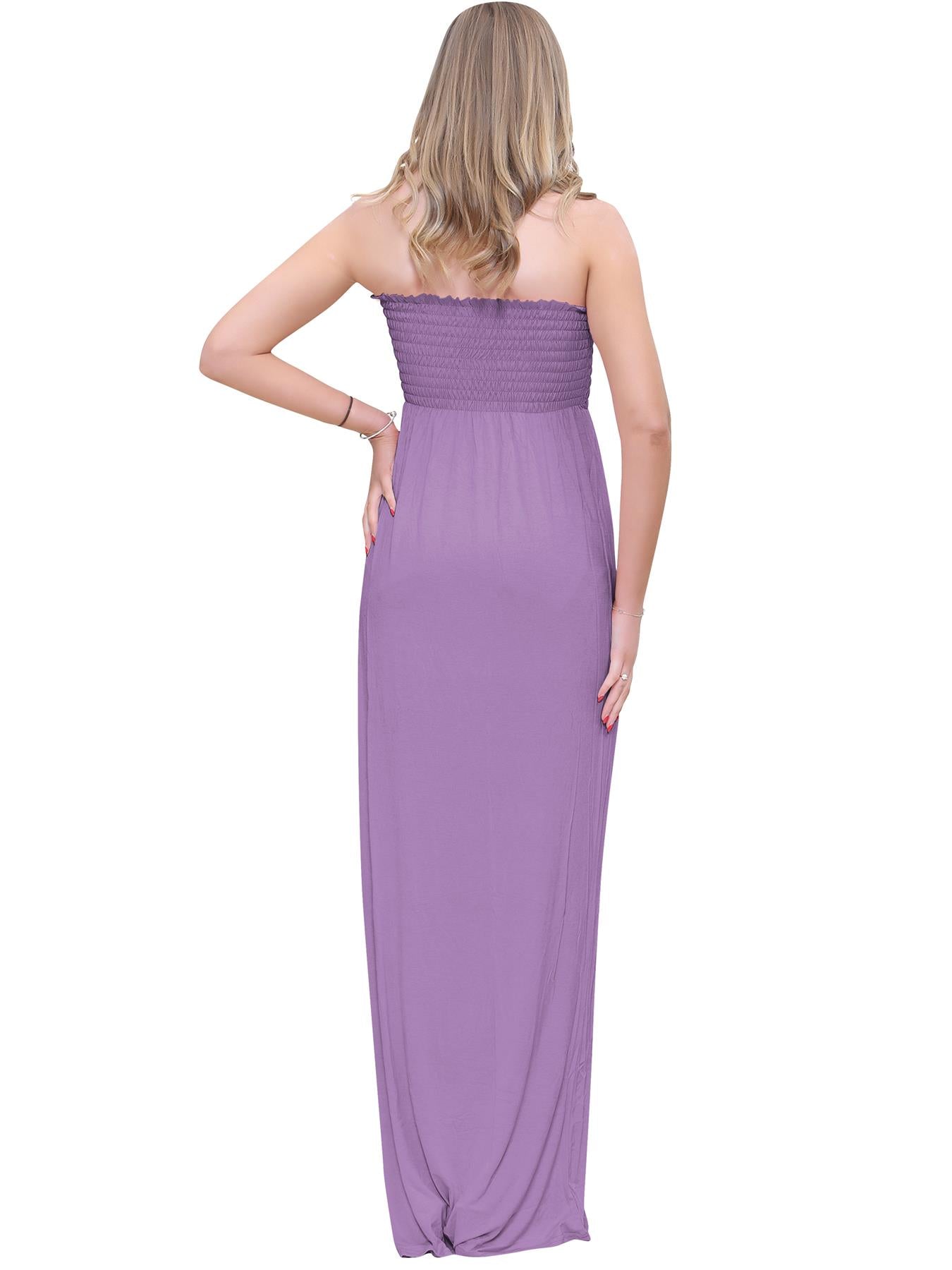 Plain Strapless Sheering Maxi Dress